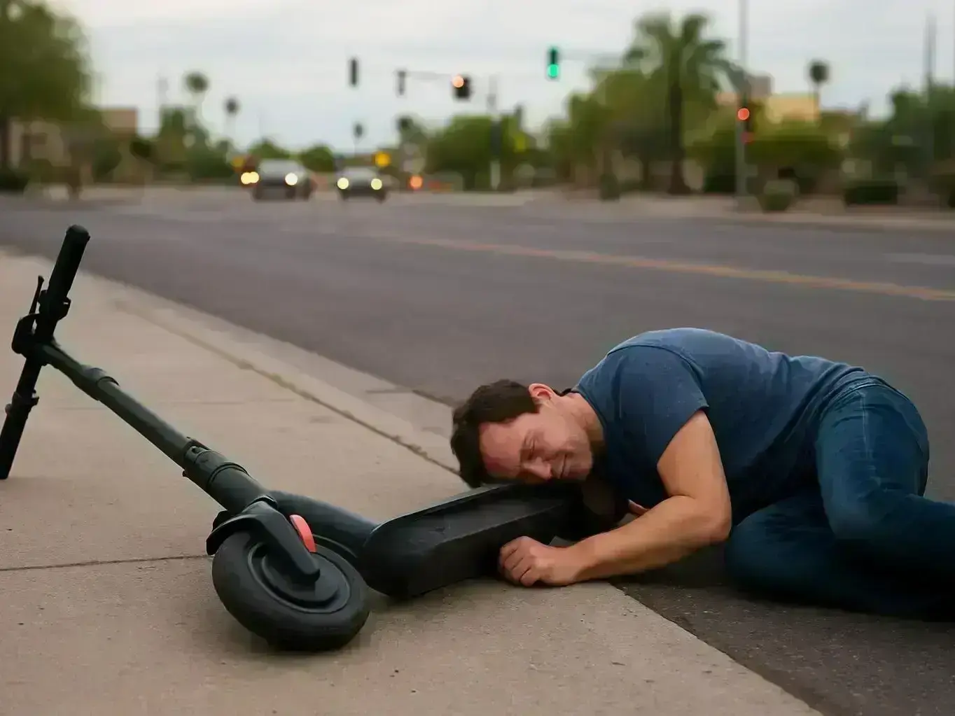 Injured scooter rider meeting with Gilbert personal injury attorney after collision near SanTan Village