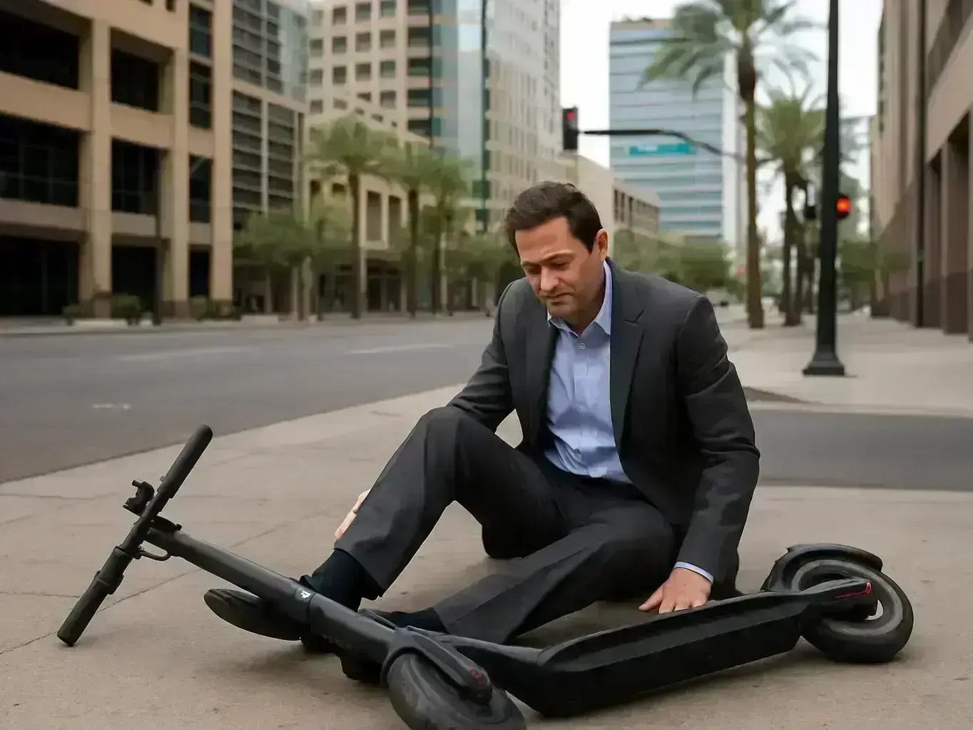 Attorney consulting with injured e-scooter rider in Gilbert legal office